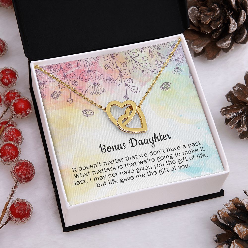 Stepdaughter Necklace Gift, Bonus Daughter Charm Adopted Daughter Jewelry Gift Interlocking Hearts Necklace