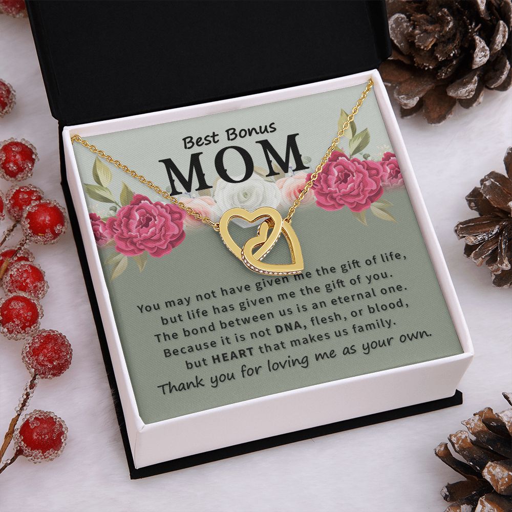 Mother Daughter Necklace as Daughter Gift from Mom, Mom Necklace as Christmas Gift for Mom from Son, Birthday Gift for Mother in Law Necklace, Bonus Mom Gifts for Step Mom Necklace2 Interlocking Hearts Necklace