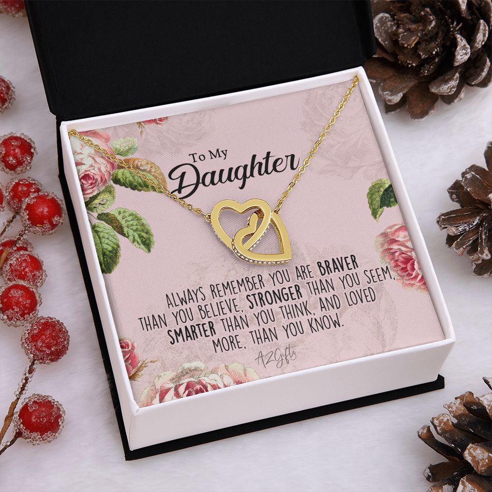 To My Daughter Gift Necklace from Mom, Mother and Daughter Necklace for Girls, Mother Daughter Gift Ideas, Jewelry Pendant Interlocking Hearts Necklace