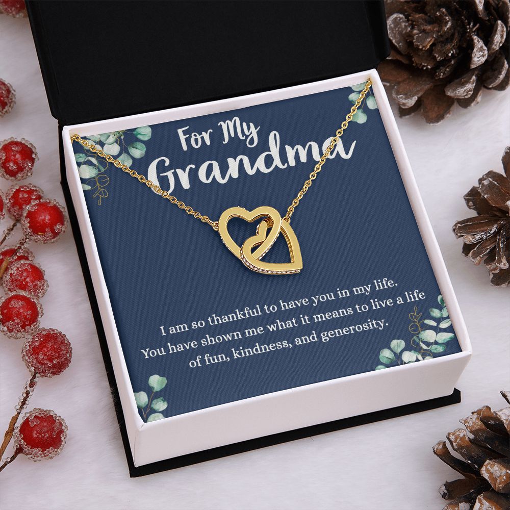 To My Grandma Necklace, Gift for Grandmother Necklace, Mothers Day Gift For Grandma Nana, Grandma Jewelry From Grandchildren GrandKids , Jewelry Box Gift For Grandma Grandmother4 Interlocking Hearts Necklace