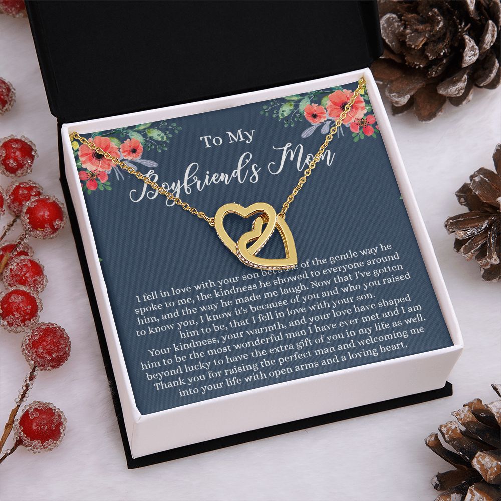 To My Boyfriends Mom, Gifts For Boyfriend Mom, Boyfriends Mom Birthday Gift Idea, Boyfriend Mother Gift, Necklace for Boyfriends Mom, Mother's Day Gift Necklace for Women Interlocking Hearts Necklace
