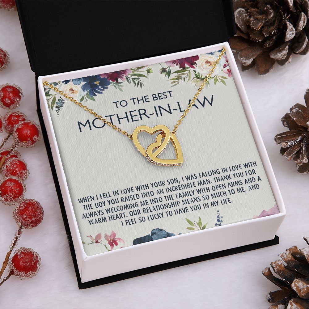 To My Mother-In-Law Gift Mothers Day Gift Necklace Mother-In-Law Gifts Jewelry Interlocking Hearts Necklace