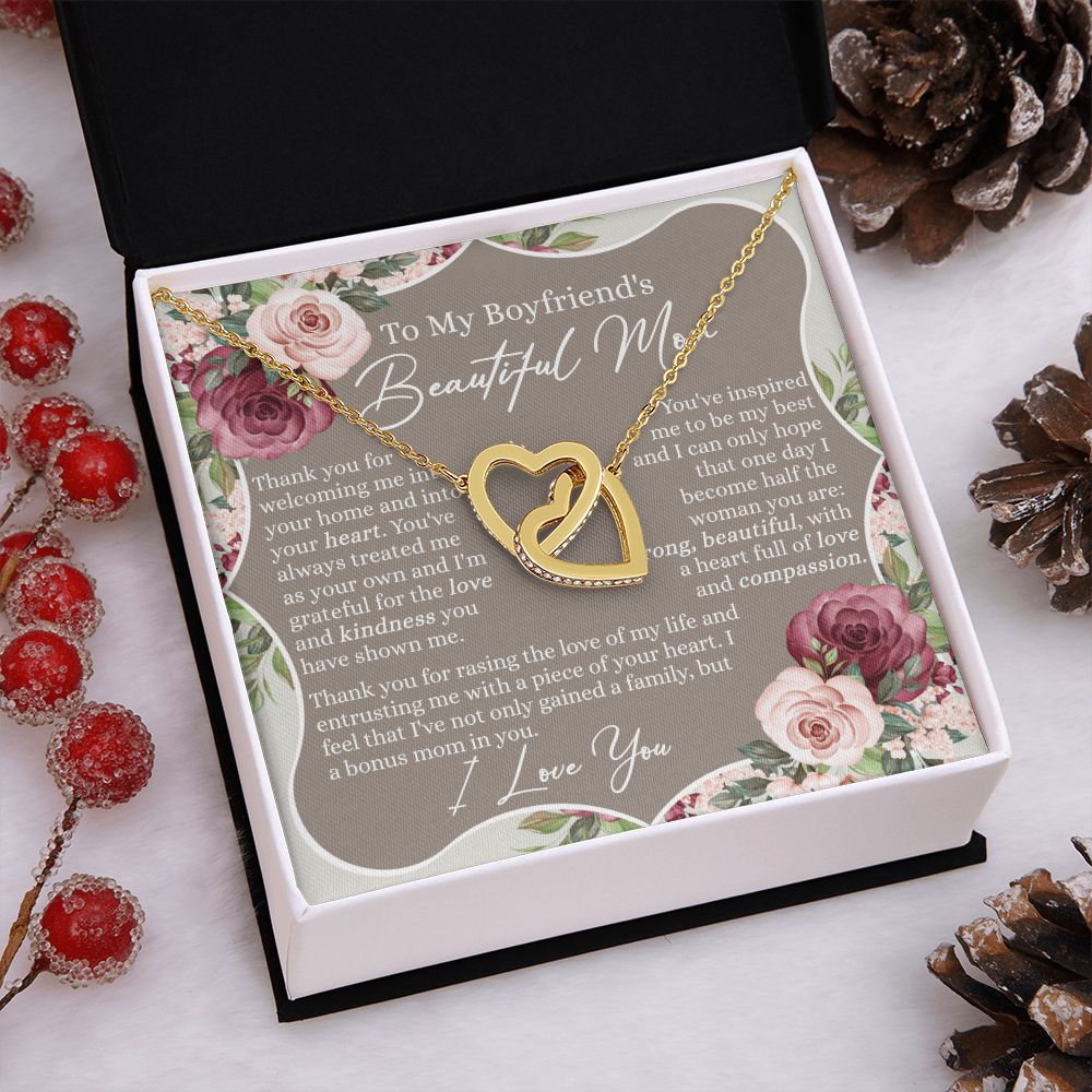 To My Boyfriend's Mom Necklace, Sentimental Gifts For Boyfriend's Mom, Necklace for Boyfriend's Mom, Thank You Gift for Boyfriend's Mom, Mothers Day Gift for Boyfriend's Mom Interlocking Hearts Necklace
