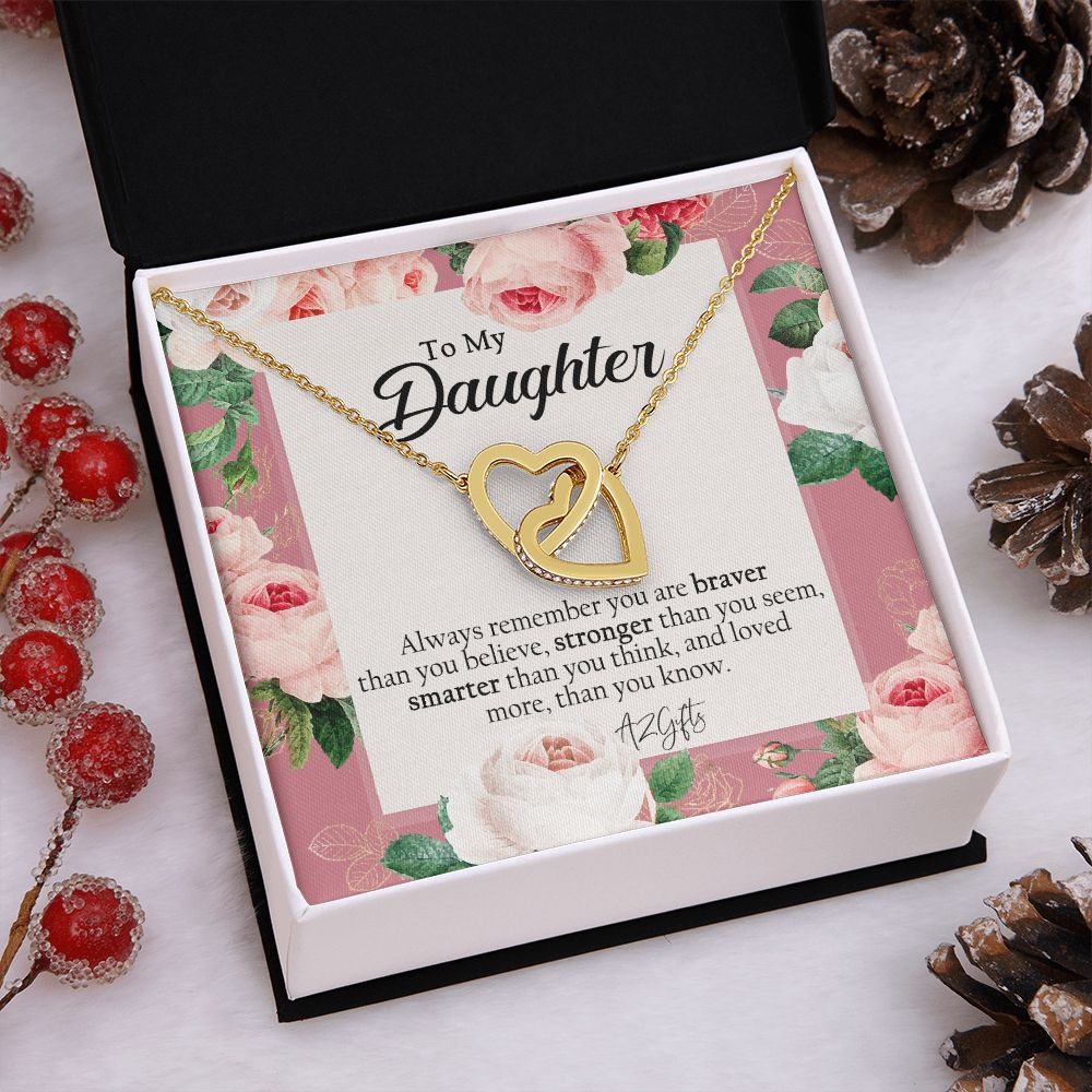 To My Daughter Gift Necklace from Mom, Mother and Daughter Necklace for Girls, Mother Daughter Gift Ideas, Jewelry Pendant Interlocking Hearts Necklace