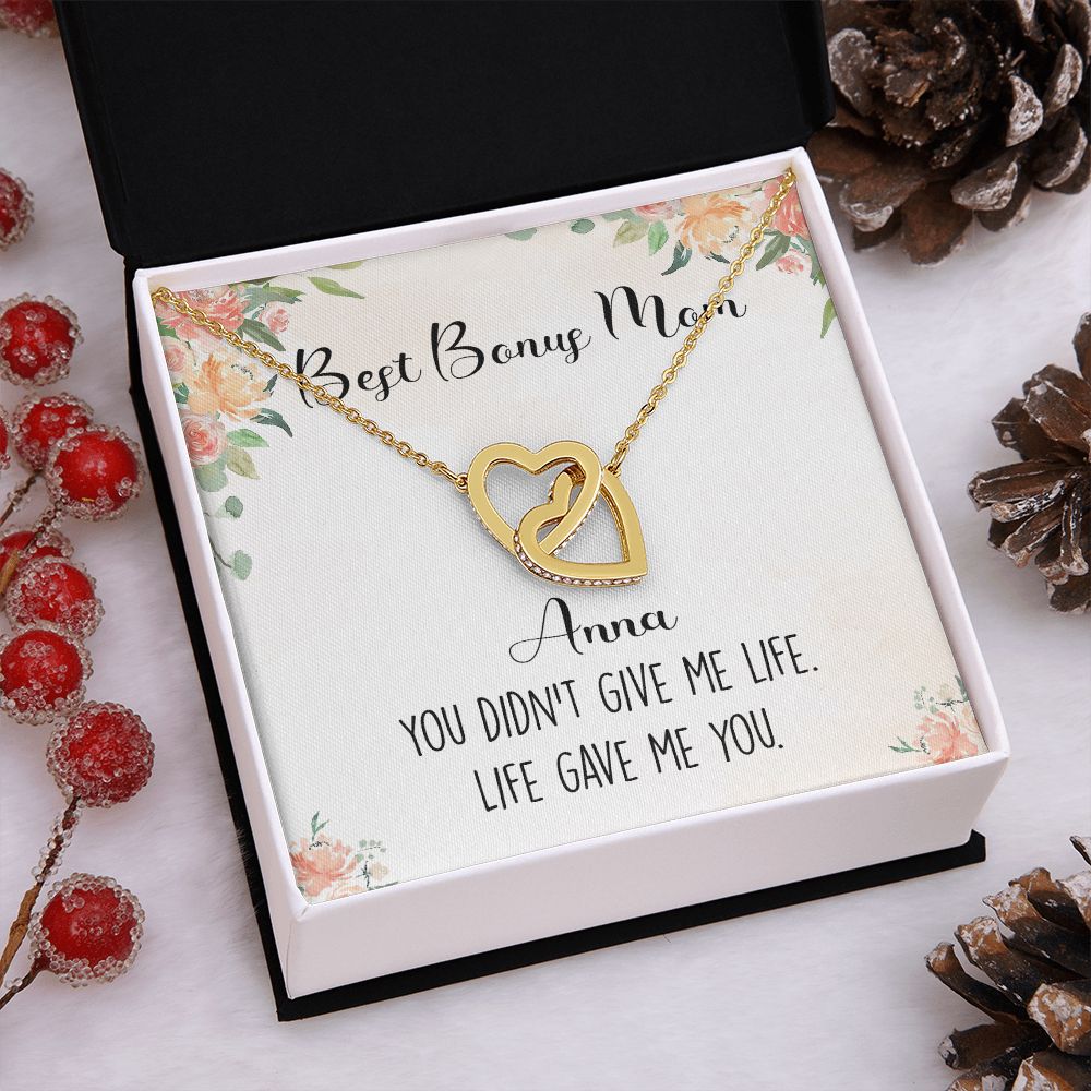 To My Stepmom Necklace from Stepdaughter Birthday Gifts for Stepmom Stepmother Gifts for Second Mom Gifts for Stepmom from Bonus Daughter Stepmom Gifts for Birthday Mothers Day 301 Interlocking Hearts Necklace