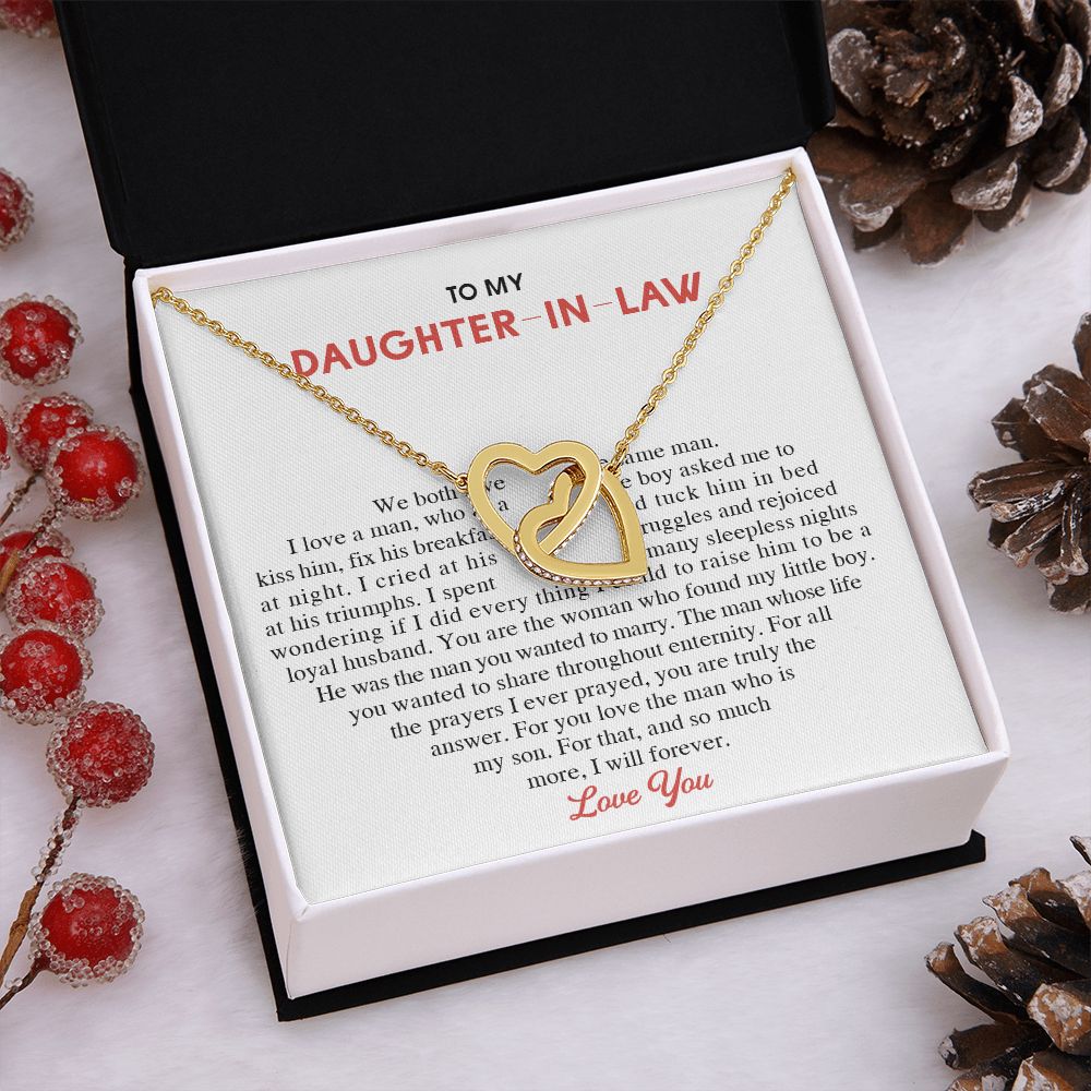 To My Daughter-in-Law Alluring Beauty Necklace Birthday Graduation Gift For Her Interlocking Hearts Necklace