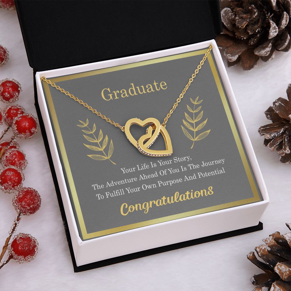 Graduation Gift For Daughter, University Graduate Gift, Graduation Gift For Her Congrats Graduation Pendants Gift For Daughter, Granddaughter, Niece, Sister Interlocking Hearts Necklace