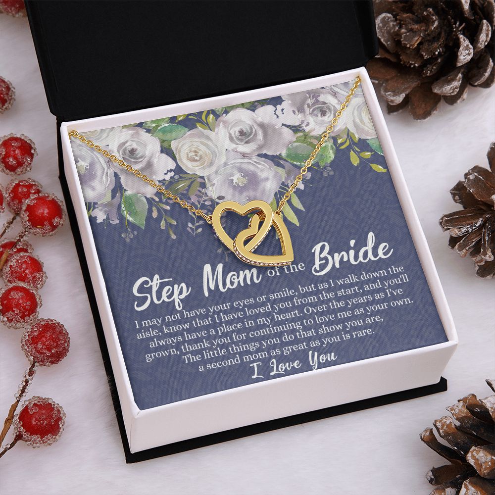 To My Stepmother of the Bride Necklace, Stepmother of the Bride Gifts Idea, Necklace for Stepmom of the Bride Gifts, Wedding Gifts for Stepmom, Gifts for Step Mother of the Bride Interlocking Hearts Necklace