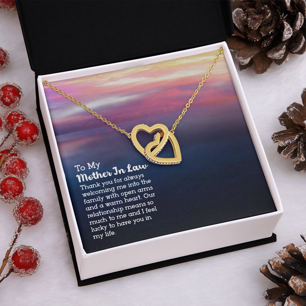 Mother in Law Necklace, Jewelry for Women, Future Mother in Law Gifts from Daughter in Law, Mother of Bride Gifts For Mother in Law, Birthday Gifts For Mother In Law From Daughter In Law13 Interlocking Hearts Necklace
