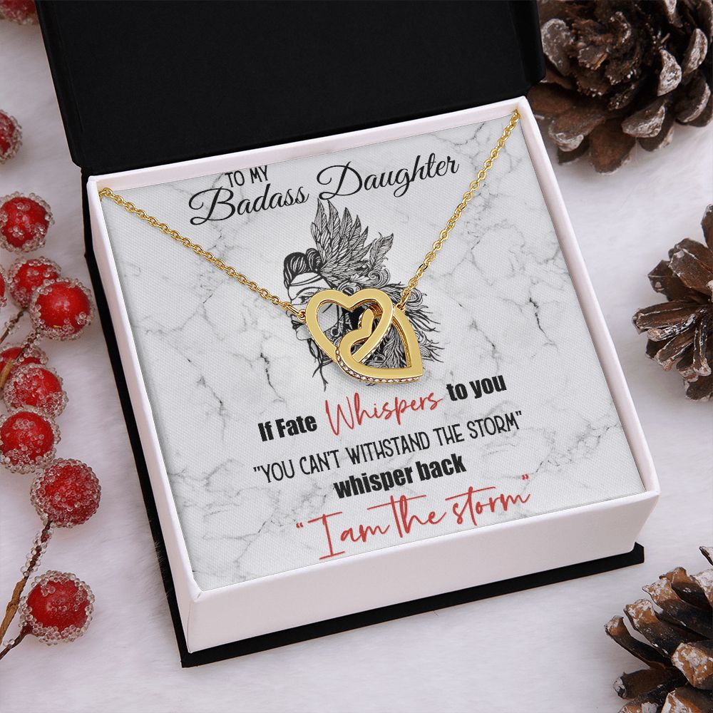 Bonus Daughter Gifts From Stepdad, Step Daughter Gifts From Stepmom, Stepdaughter Gifts From Stepdad, Father Stepdaughter Necklace, To My Bonus Daughter Necklaces, Christmas Gifts For Bonus10 Interlocking Hearts Necklace