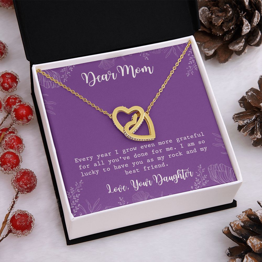 Mom Necklace Gifts for Mom from Daughter to Mom Gifts for Mothers Day from Daughter, To My Mom Necklace from Daughter to Mom Birthday Gifts Necklace with Message Card and Gift Box2234 Interlocking Hearts Necklace