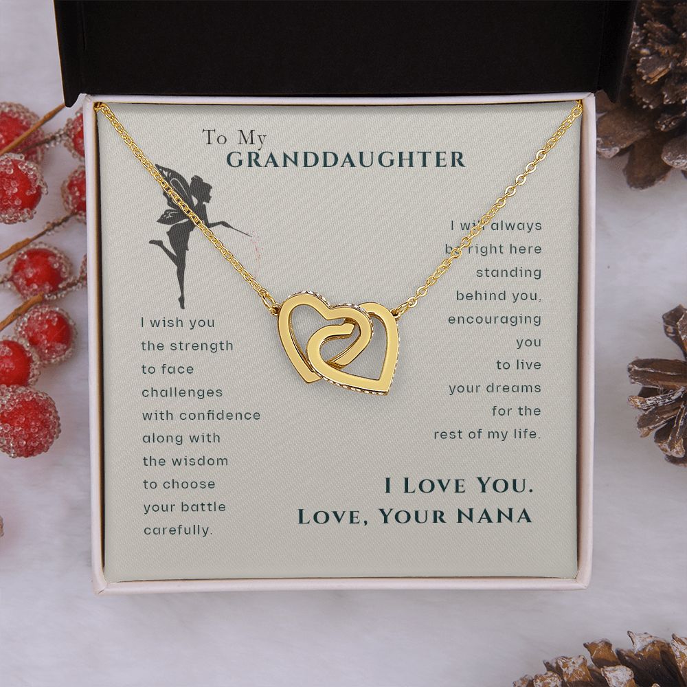 To My Granddaughter Dragonfly Necklace, Gift for Granddaughter From Nana Interlocking Hearts Necklace