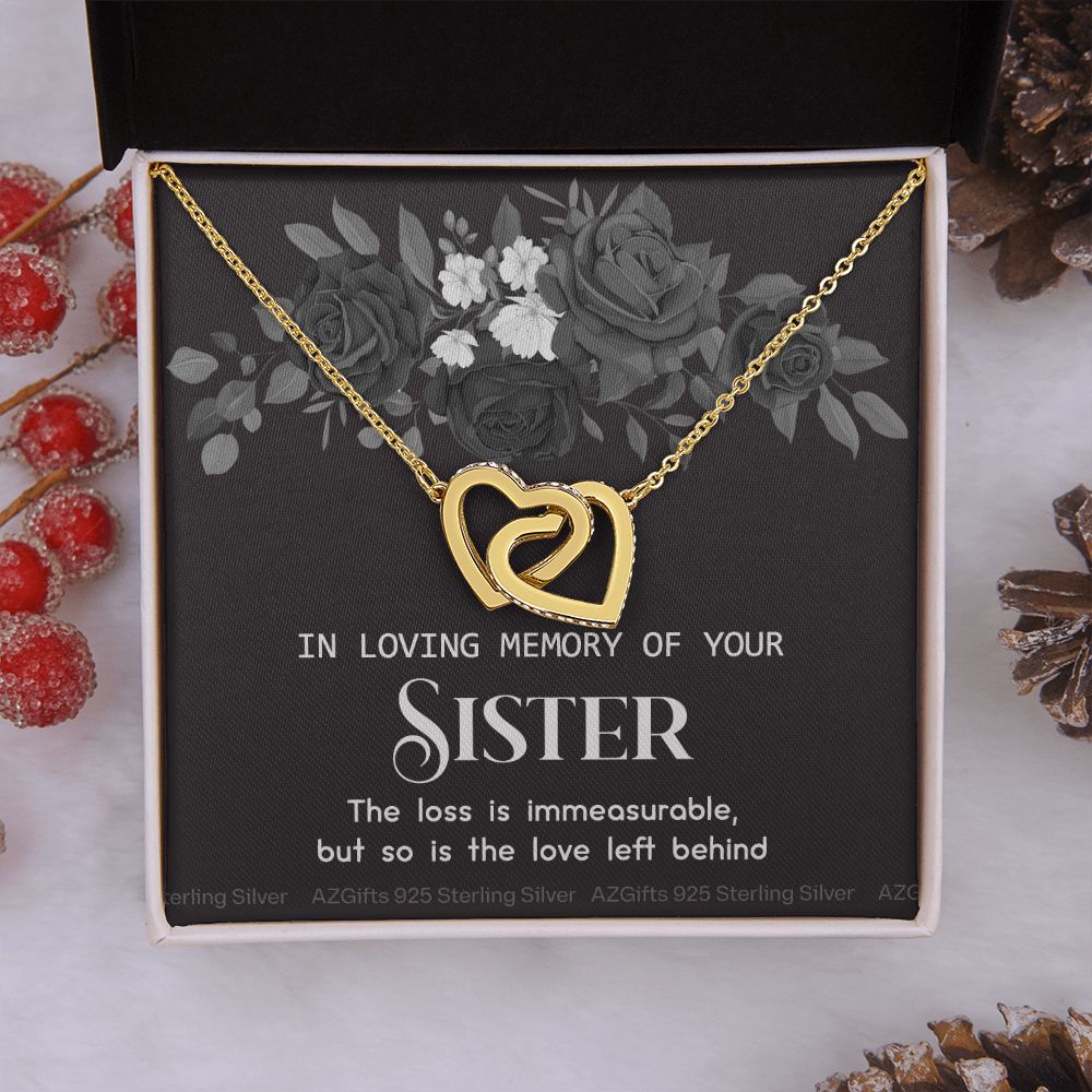 In Memory Of Your Sister, Sympathy Gift Loss Of Sister, Sympathy Gift Box, Loss Of Sister Necklace, Loss Of Sister, Loss Of A Sister Interlocking Hearts Necklace