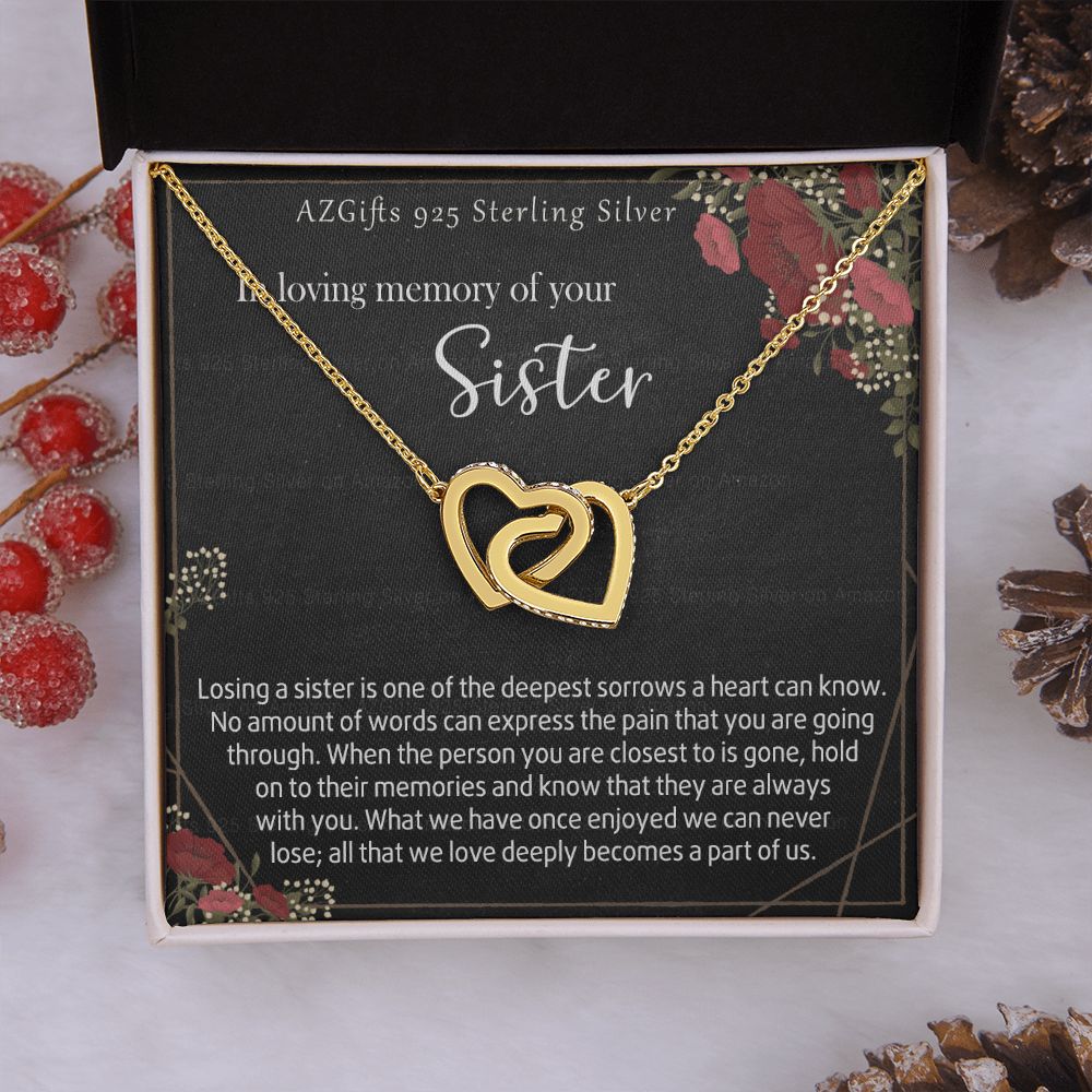 In Loving Memory Of Your Sister Necklace Memorial Gifts For Loss Of Sister Gift Mother Condolence Gift Grief Gift Remembrance Gifts for Bereavement Jewelry Gift for Women 301 Interlocking Hearts Necklace