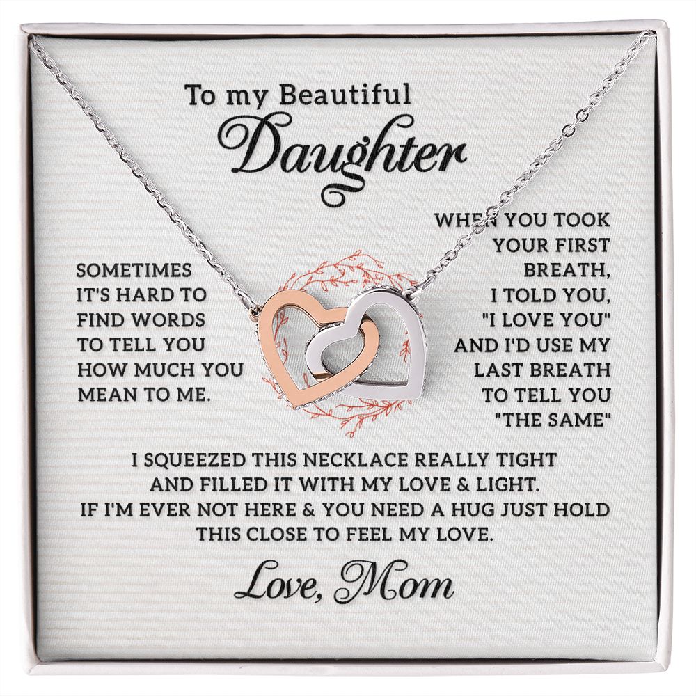 To My Beautiful Daughter Necklace from Mom, Mother and Daughter Necklace, Gift for Daughter, Necklace for Daughter, Gift for Daughter from Mom, Daughter Gift from Mother 301 Interlocking Hearts Necklace
