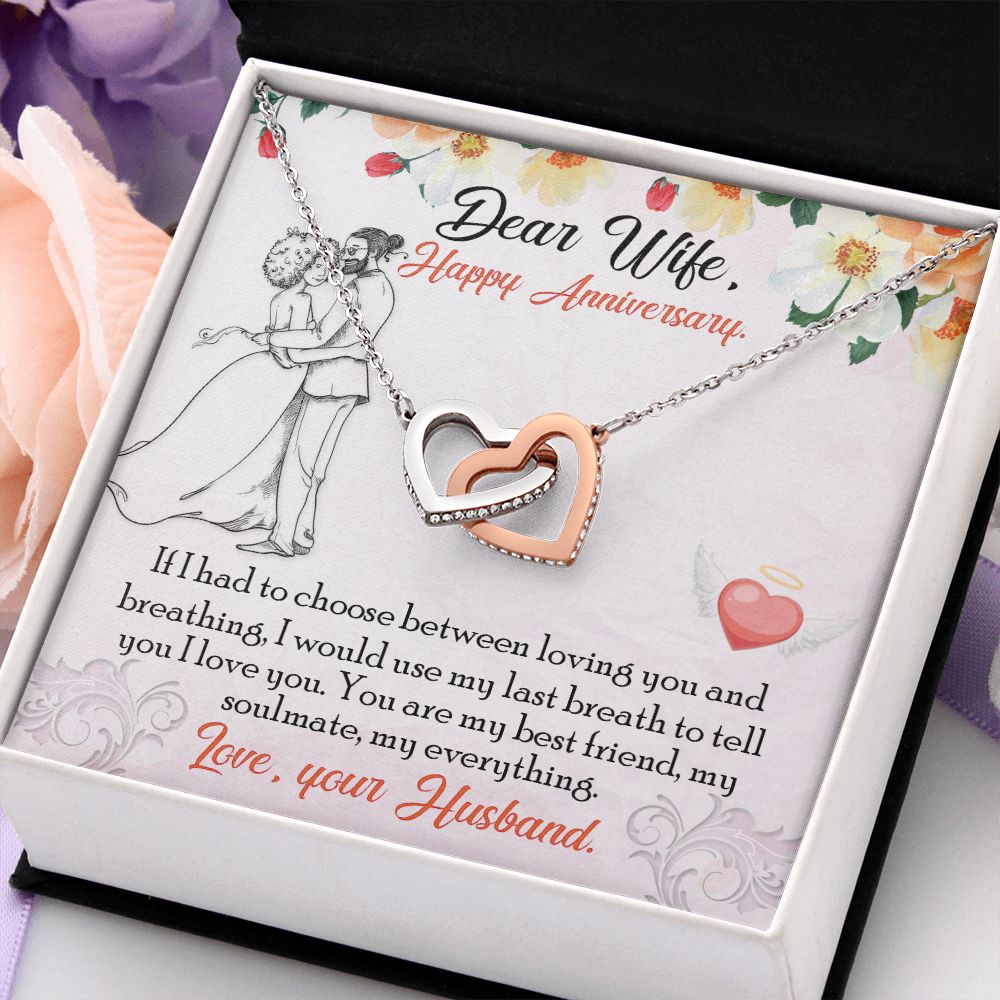 To My Wife Necklace from Husband, Personalized Necklace for Women, Luxury Necklace for Wife from Man Men, Wedding Anniversary Present For Wife, Beautiful Wife Jewelry Christmas Birthday Gift For Wife13 Interlocking Hearts Necklace