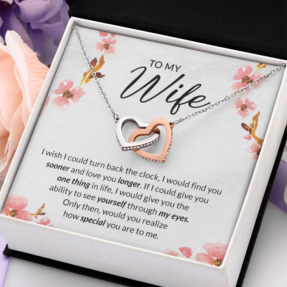 Birthday Gifts For Wife, Necklace Gifts For Wife From Husband, To My Wife Jewelry For Women , To My Wife Necklace from Husband Wedding Anniversary Present For Wife, Beautiful Wife Jewelry Christmas11 Interlocking Hearts Necklace