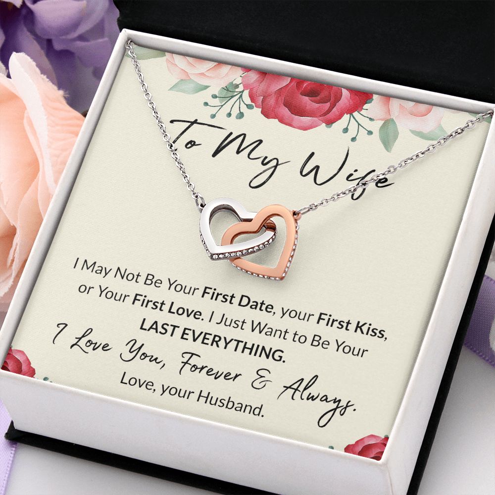 To My Wife Necklace from Husband, Personalized Necklace for Women, Luxury Necklace for Wife from Man Men, Wedding Anniversary Present For Wife, Beautiful Wife Jewelry Christmas Birthday Gift For Wife18 Interlocking Hearts Necklace