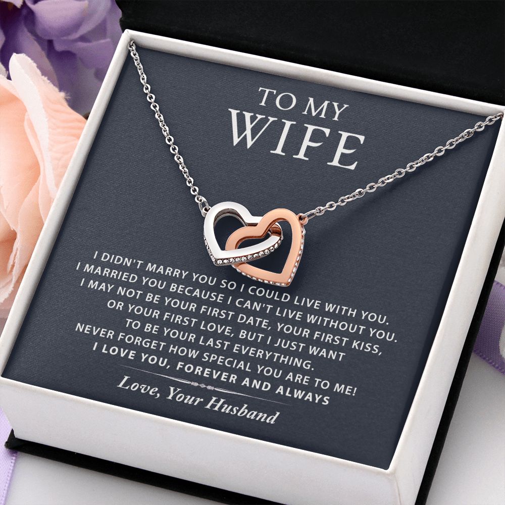 To My Wife Necklace from Husband, Personalized Necklace for Women, Luxury Necklace for Wife from Man Men, Wedding Anniversary Present For Wife, Beautiful Wife Jewelry Christmas Birthday Gift For Wife16 Interlocking Hearts Necklace