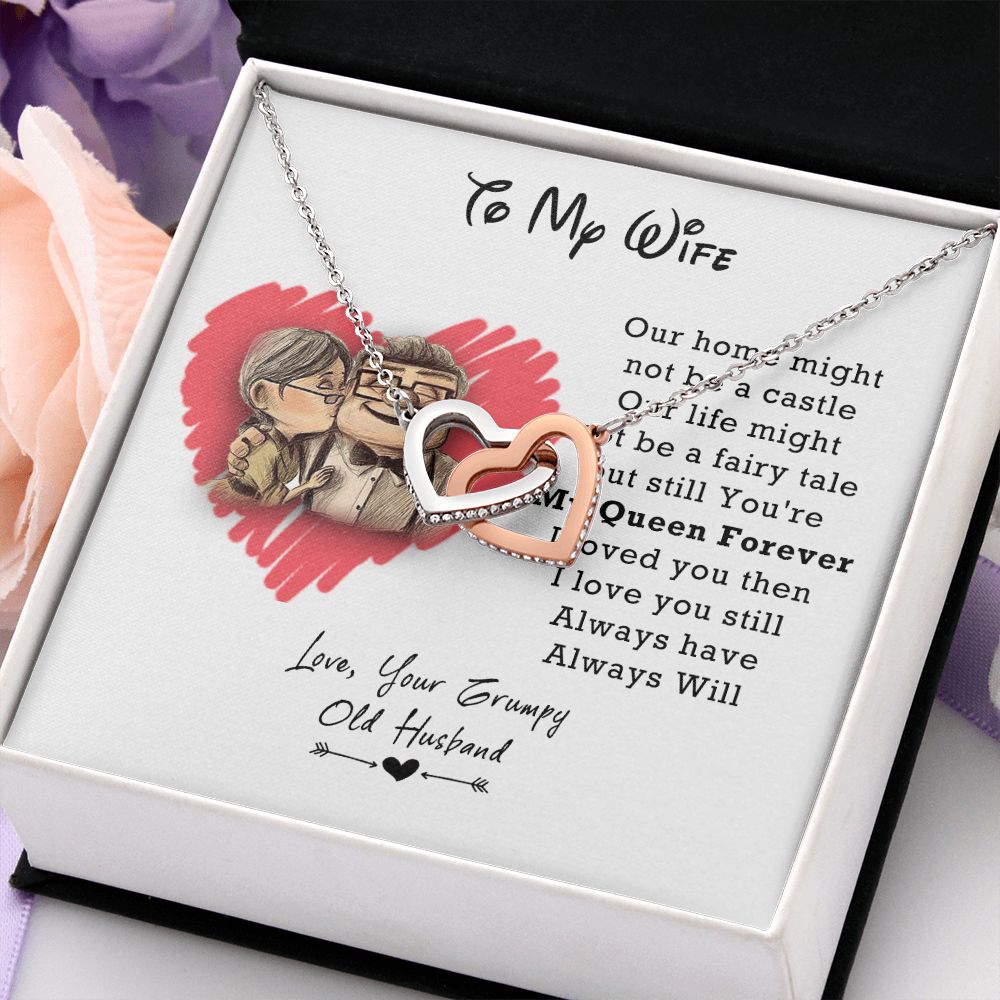 To My Wife Necklace from Husband, Personalized Necklace for Women, Luxury Necklace for Wife from Man Men, Wedding Anniversary Present For Wife, Beautiful Wife Jewelry Christmas Birthday Gifts For Wife3 Interlocking Hearts Necklace