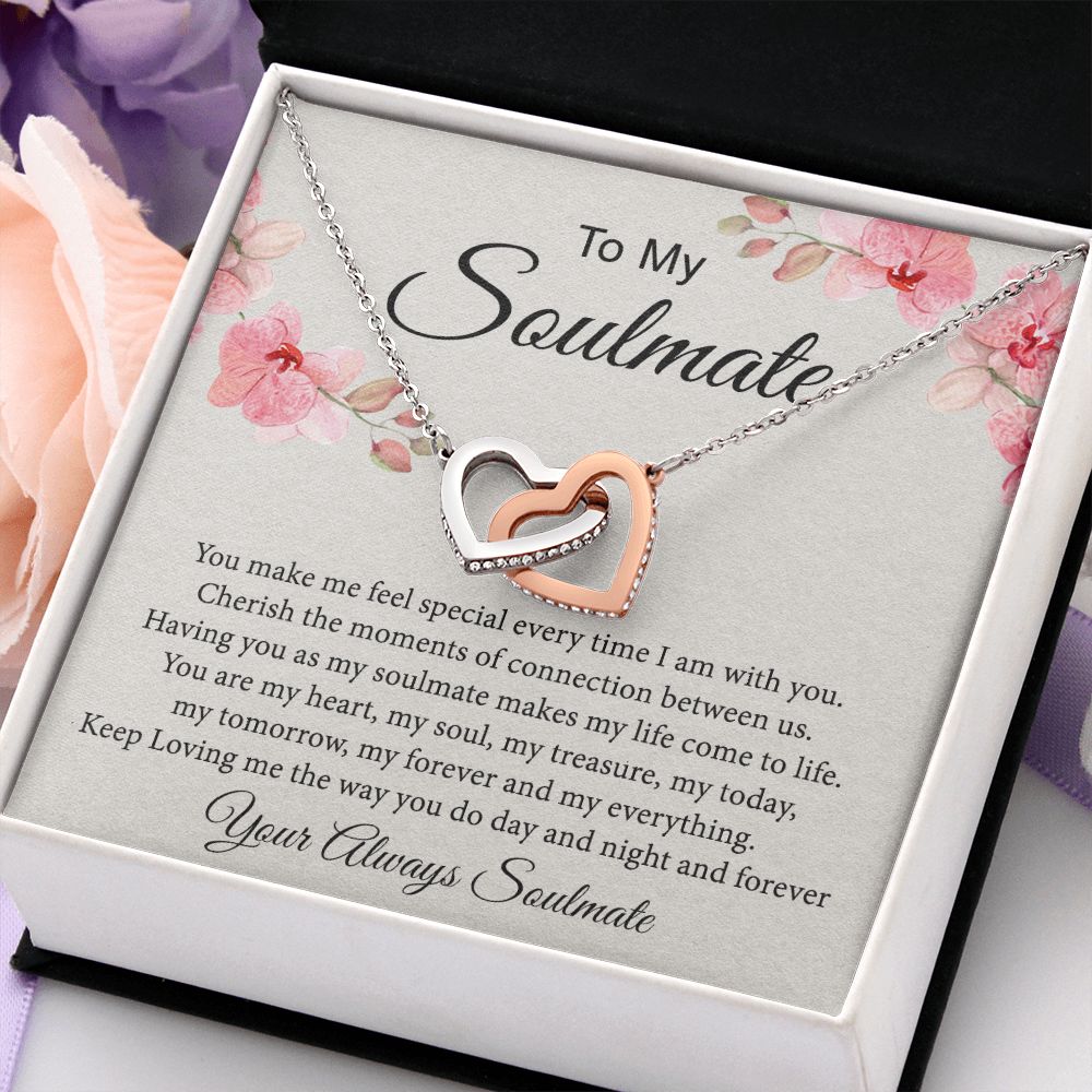 To My Soulmate Necklace for Women Birthday Christmas Jewelry Gifts For My Wife with Message Card Box Personalized Gift Present Pendant for Future Wife Soulmate Girlfriend Love 27 Interlocking Hearts Necklace