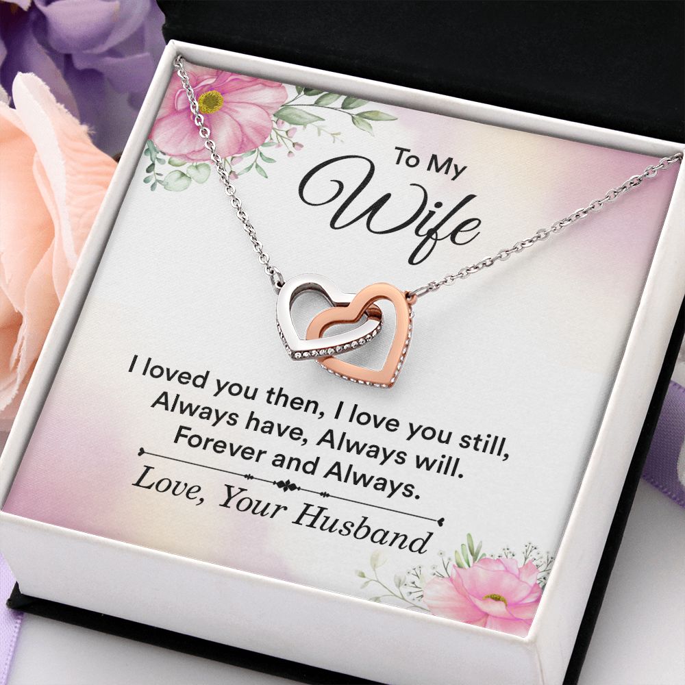 Birthday Gifts For Wife, Necklace Gifts For Wife From Husband, To My Wife Jewelry For Women , To My Wife Necklace from Husband Wedding Anniversary Present For Wife, Beautiful Wife Jewelry Christmas27 Interlocking Hearts Necklace