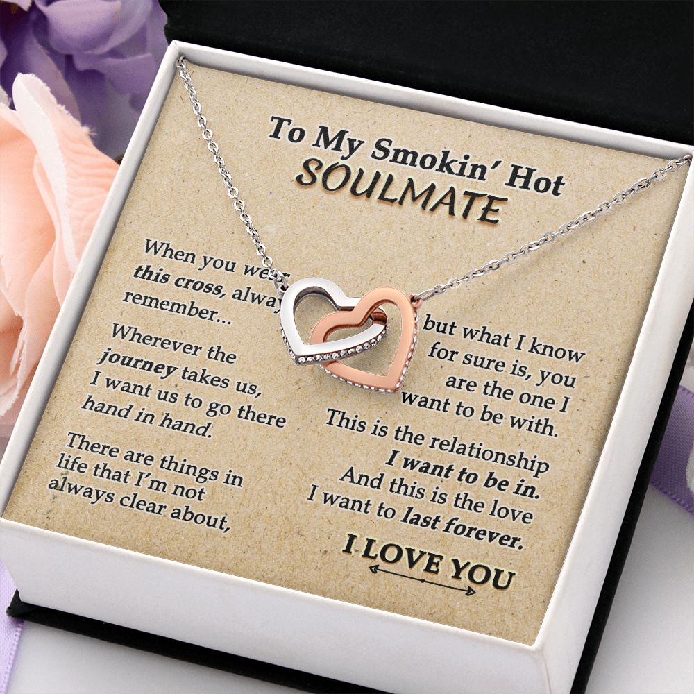 To My Soulmate Necklace for Women Birthday Valentines Day Jewelry Gifts For My Wife with Message Card Box Personalized Gift Present Pendant for Future Wife Soulmate Girlfriend Love 9 Interlocking Hearts Necklace