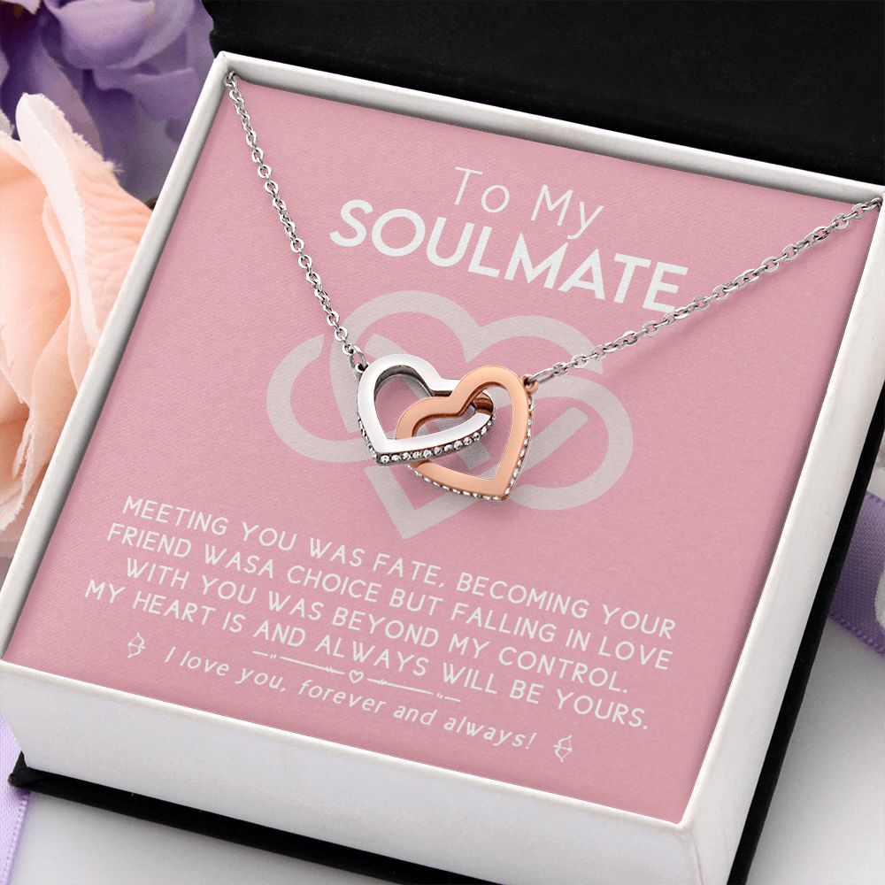 To My Soulmate Forever Love Necklace Gift For Soulmate Jewelry For Girlfriend Interlocking Hearts Necklace