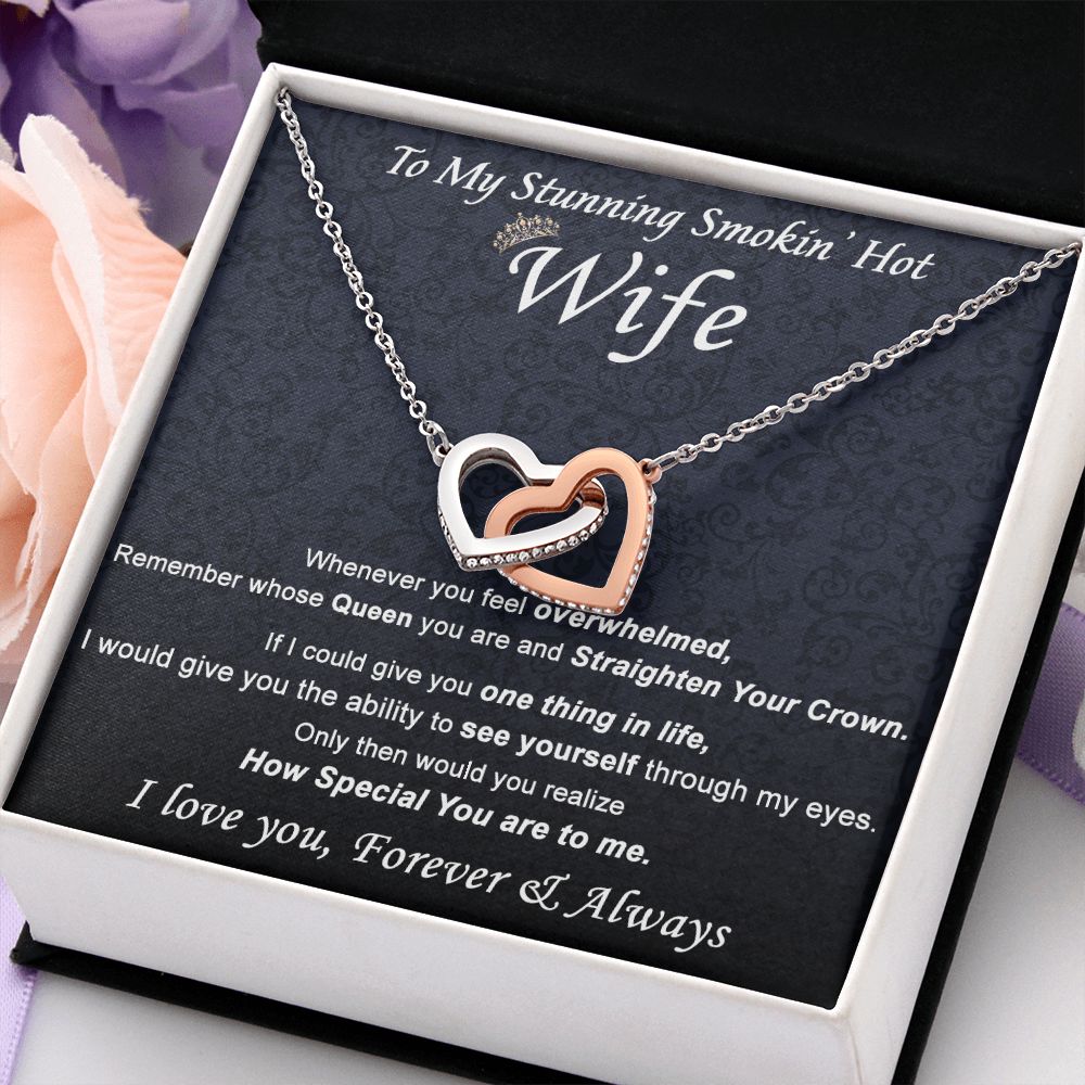 To My Wife Necklace from Husband, Personalized Necklace for Women, Luxury Necklace for Wife from Man Men, Wedding Anniversary Present For Wife, Beautiful Wife Jewelry Christmas Birthday Gift For Wife21 Interlocking Hearts Necklace