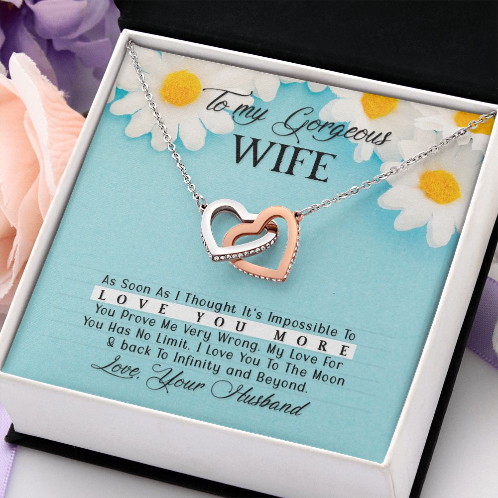 Birthday Gifts For Wife, Necklace Gifts For Wife From Husband, To My Wife Jewelry For Women , To My Wife Necklace from Husband Wedding Anniversary Present For Wife, Beautiful Wife Jewelry Christmas33 Interlocking Hearts Necklace