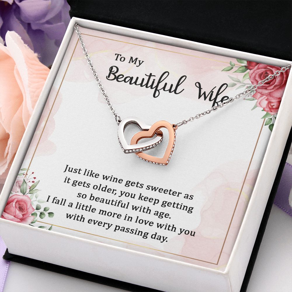 To My Beautiful Wife Necklace, Wedding Anniversary Jewelry For Women, Necklace For Wife from Husband, Gifts For Wife Birthday Gifts Necklace, Jewelry With Message Card In A Gift Box