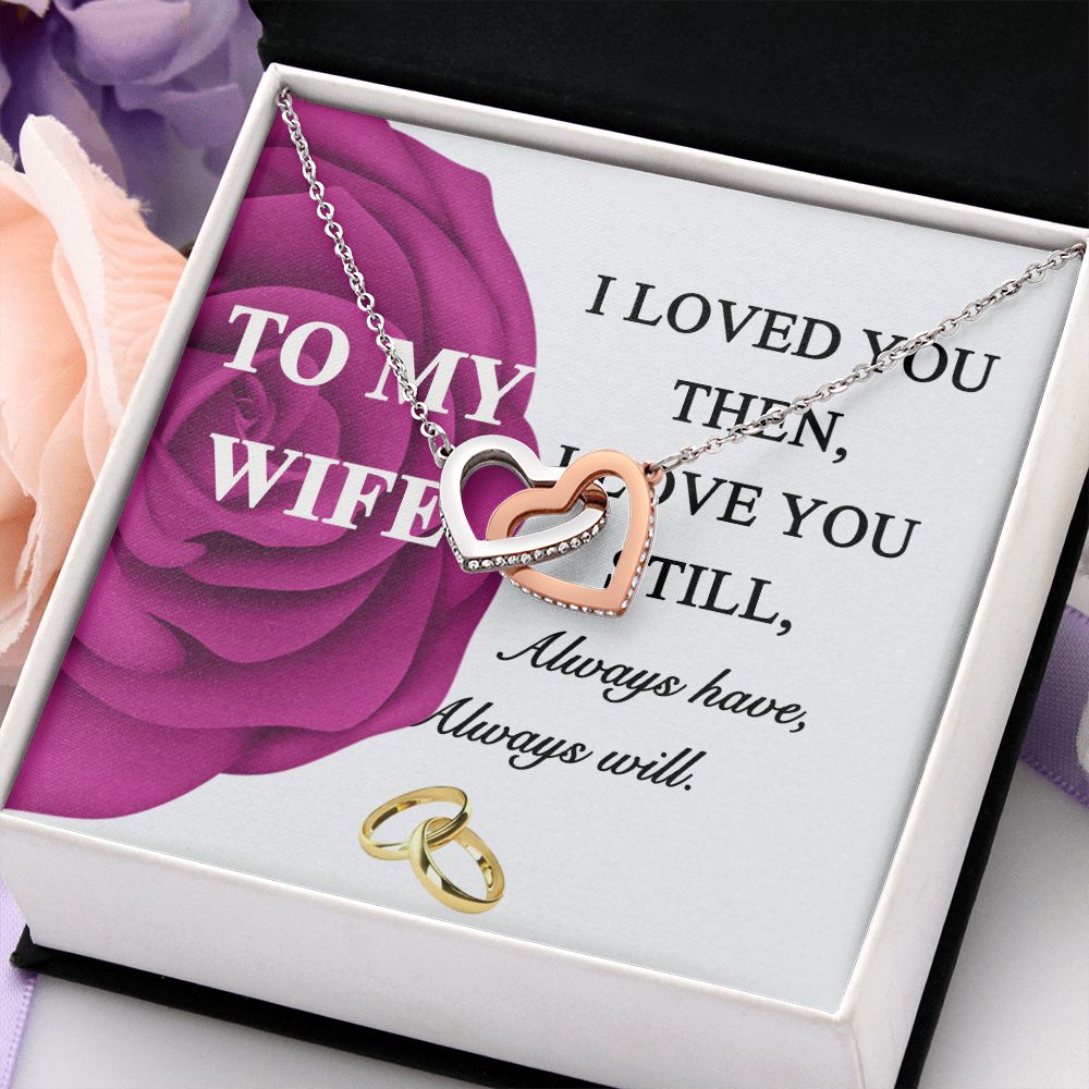 To My Wife Necklace -gift for Wife, Birthday Anniversary Necklace From HUsband Interlocking Hearts Necklace