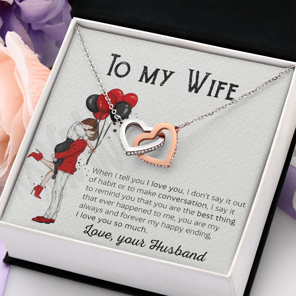 Birthday Gifts For Wife, Necklace Gifts For Wife From Husband, To My Wife Jewelry For Women , To My Wife Necklace from Husband Wedding Anniversary Present For Wife, Beautiful Wife Jewelry Christmas 7 Interlocking Hearts Necklace