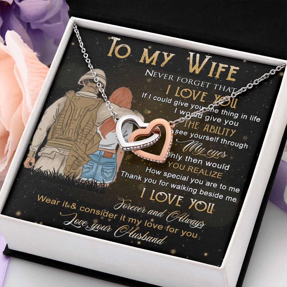 Birthday Gifts For Wife, Necklace Gifts For Wife From Husband, To My Wife Jewelry For Women , To My Wife Necklace from Husband Wedding Anniversary Present For Wife, Beautiful Wife Jewelry Christmas21 Interlocking Hearts Necklace