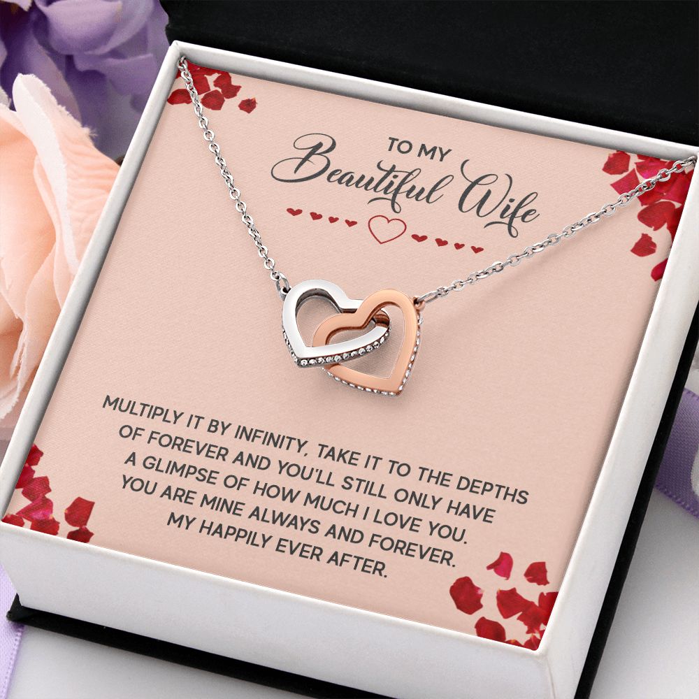 To My Beautiful Wife Necklace, Wedding Anniversary Jewelry For Women, Necklace For Wife from Husband, Gifts For Wife Birthday Gifts Necklace, Jewelry With Message Card In A Gift Box