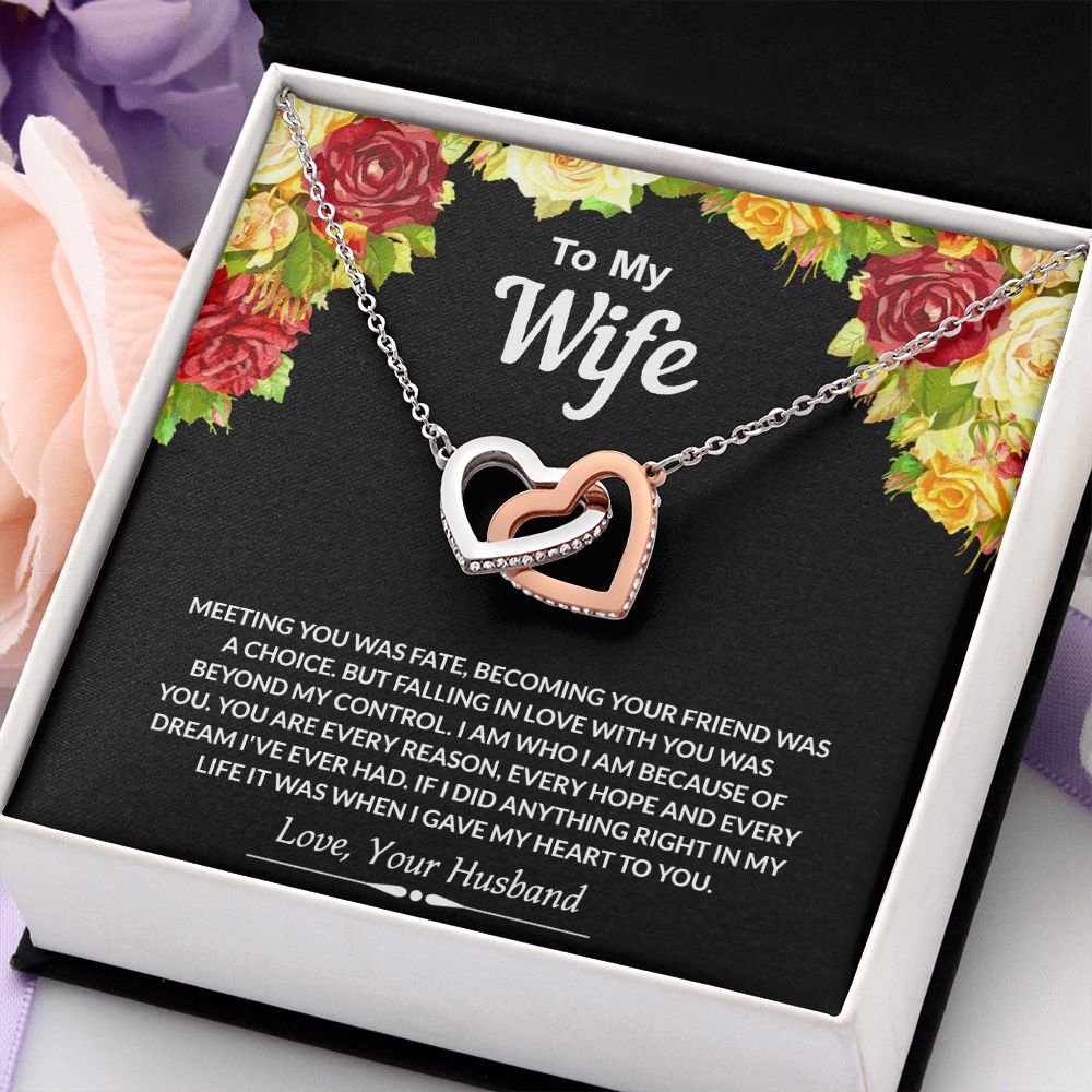 To My Wife Necklace from Husband Jewelry Gift For Wife Valentines Gift for Her Interlocking Hearts Necklace