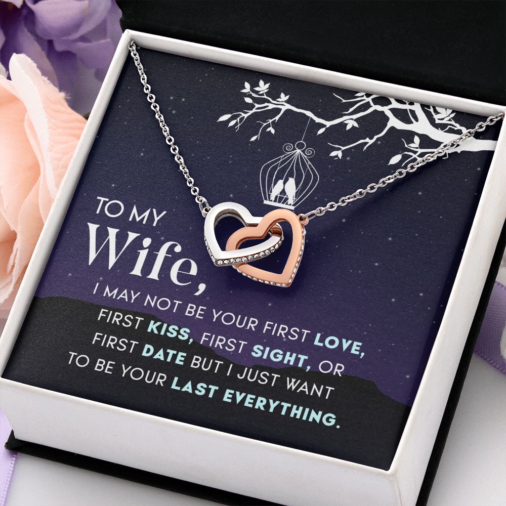 To My Wife Necklace from Husband, Personalized Necklace for Women, Luxury Necklace for Wife from Man Men, Wedding Anniversary Present For Wife, Beautiful Wife Jewelry Christmas Birthday Gift For Wife15 Interlocking Hearts Necklace