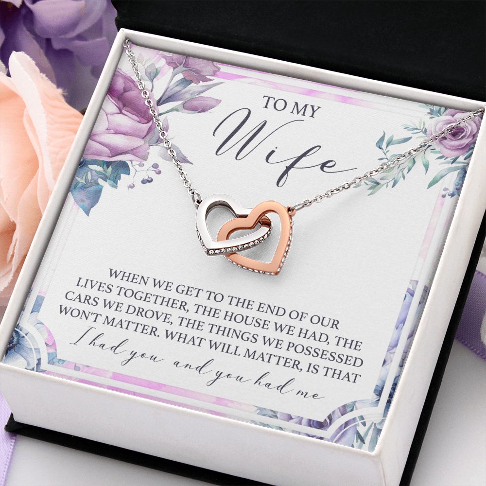 Birthday Gifts For Wife, Necklace Gifts For Wife From Husband, To My Wife Jewelry For Women , To My Wife Necklace from Husband Wedding Anniversary Present For Wife, Beautiful Wife Jewelry Christmas 5 Interlocking Hearts Necklace