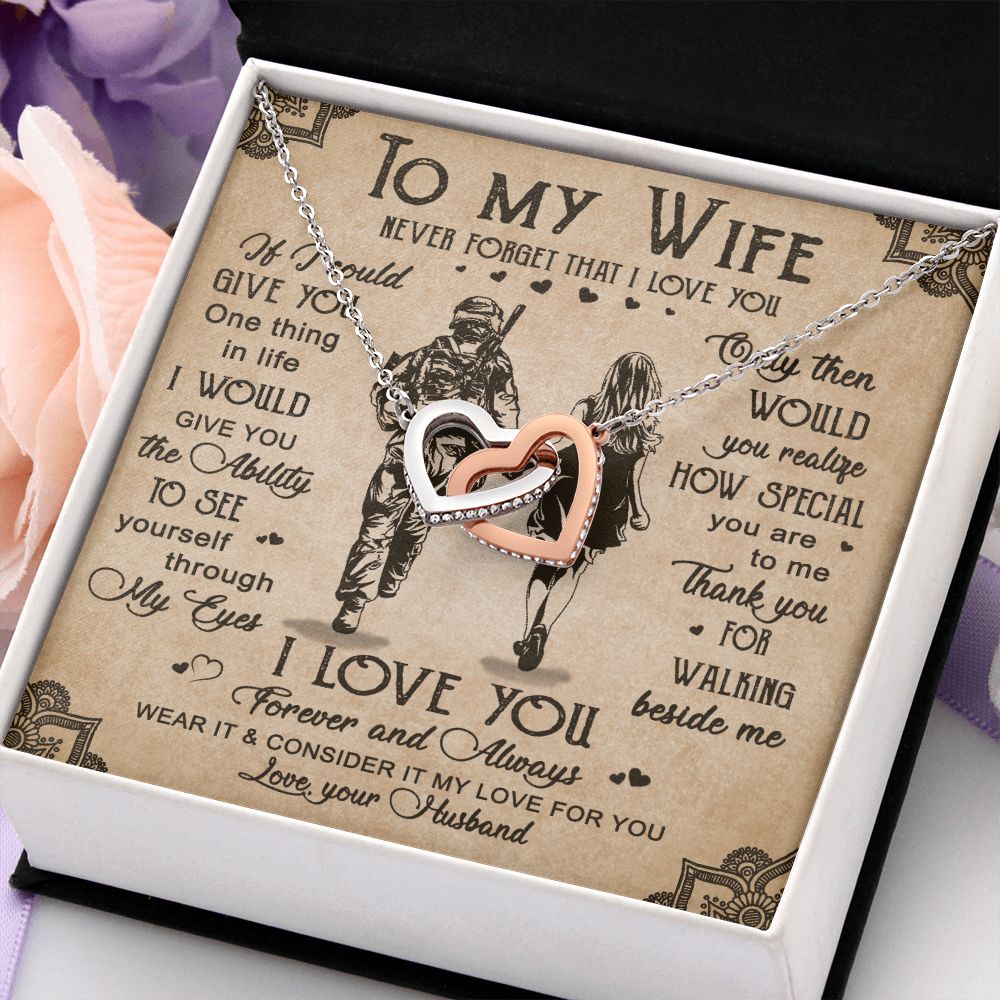 Birthday Gifts For Wife, Necklace Gifts For Wife From Husband, To My Wife Jewelry For Women , To My Wife Necklace from Husband Wedding Anniversary Present For Wife, Beautiful Wife Jewelry Christmas20 Interlocking Hearts Necklace