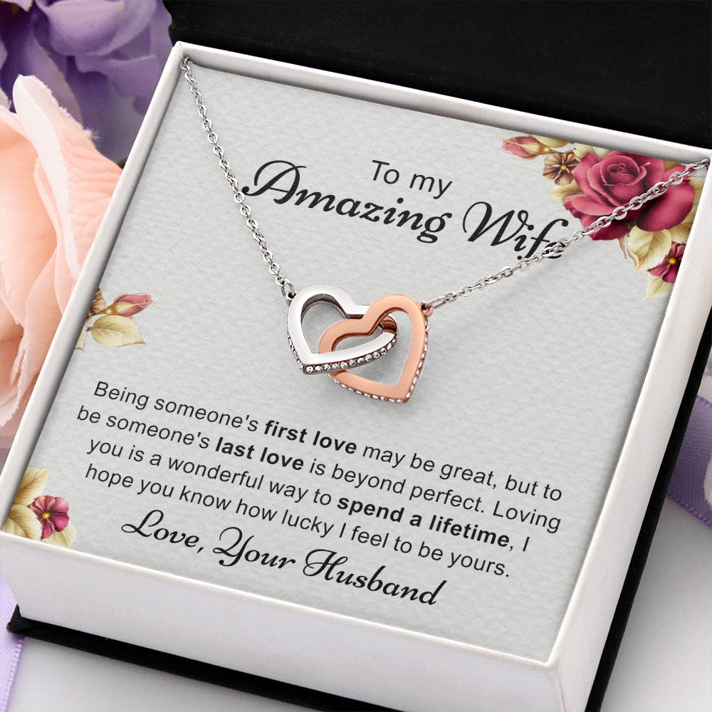 Birthday Gifts For Wife, Necklace Gifts For Wife From Husband, To My Wife Jewelry For Women , To My Wife Necklace from Husband Wedding Anniversary Present For Wife, Beautiful Wife Jewelry Christmas 6 Interlocking Hearts Necklace