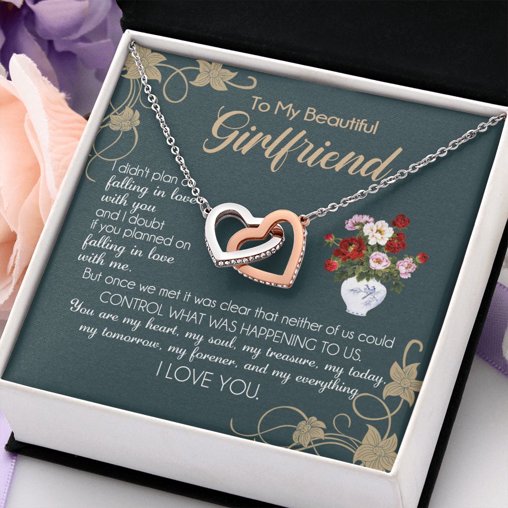 To My Girlfriend Necklace Valentine Gift From Boyfriend Necklace for Girlfriend Interlocking Hearts Necklace
