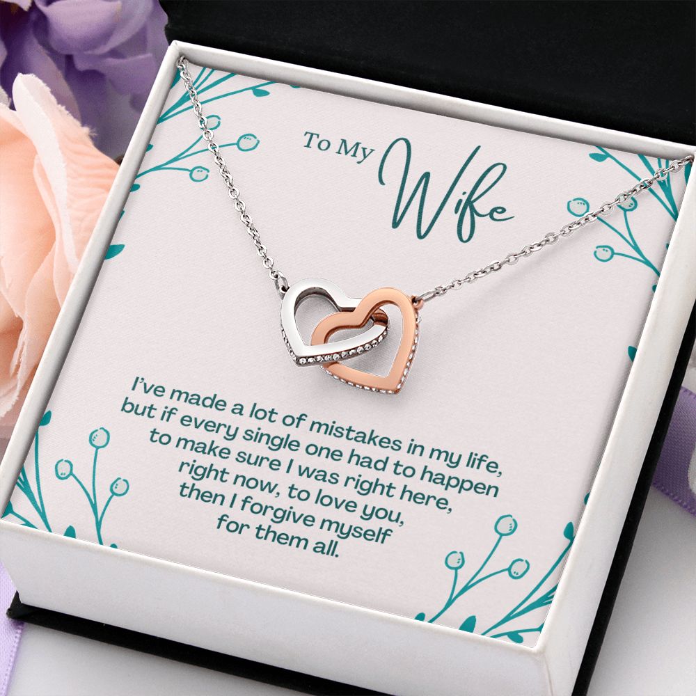 To My Wife Necklace Pendant Gift From Husband I've Made A Lot Of Mistakes With Message Card and Gift Box. Valentine's Day Gift For Wife Future Wife Interlocking Hearts Necklace