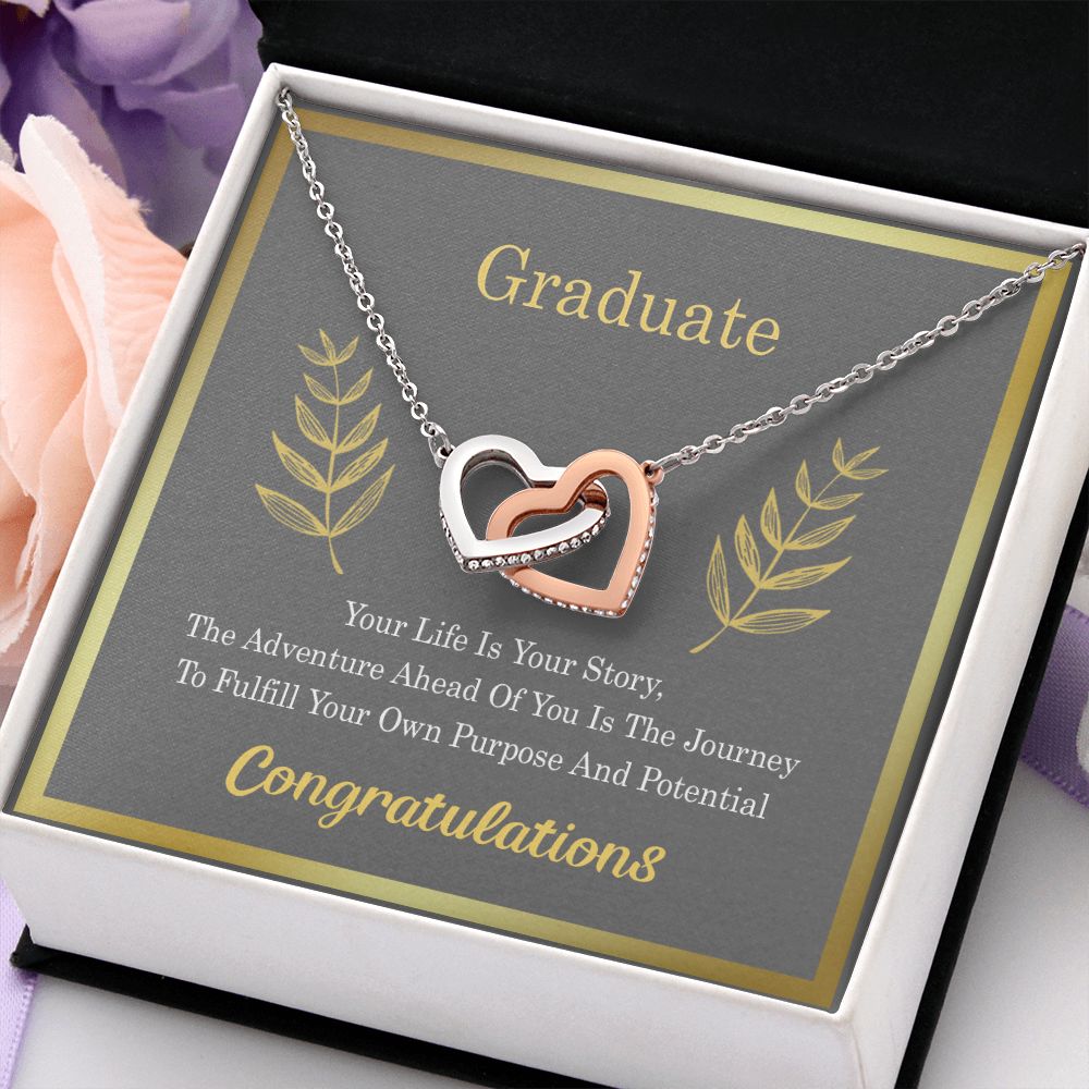 Graduation Gift For Daughter, University Graduate Gift, Graduation Gift For Her Congrats Graduation Pendants Gift For Daughter, Granddaughter, Niece, Sister Interlocking Hearts Necklace