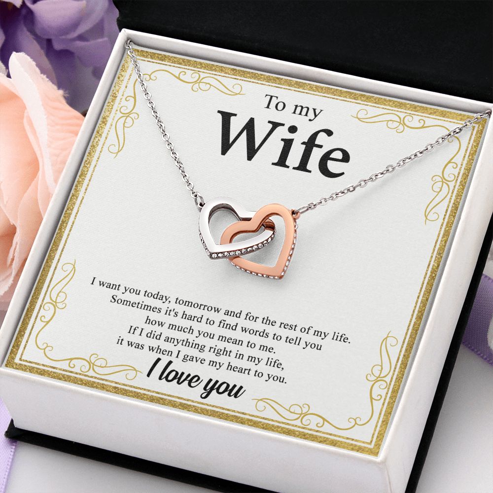 To My Wife Alluring Love Necklace Gift for Wife Valentines Day Gift for Her Interlocking Hearts Necklace
