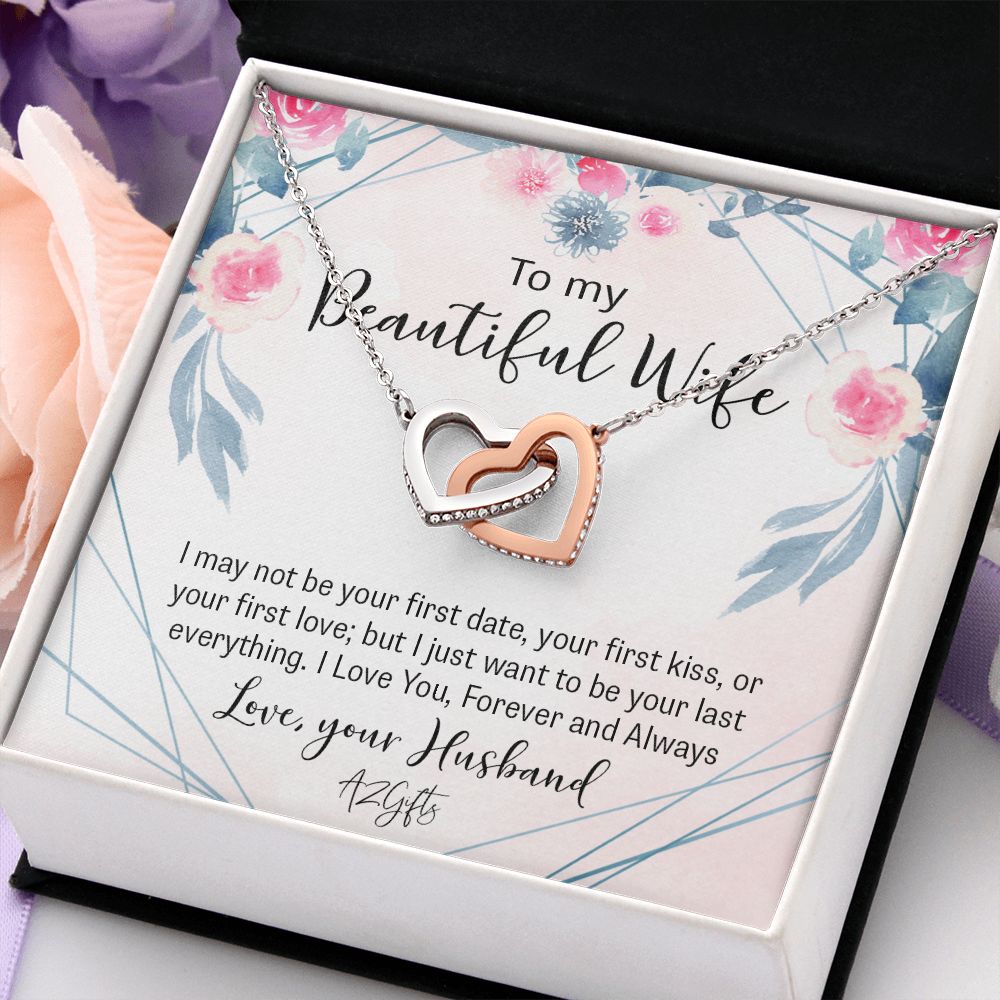 To My Beautiful Wife Necklace, Wedding Anniversary Jewelry For Women, Necklace For Wife from Husband, Gifts For Wife Birthday Gifts Necklace, Jewelry With Message Card In A Gift Box