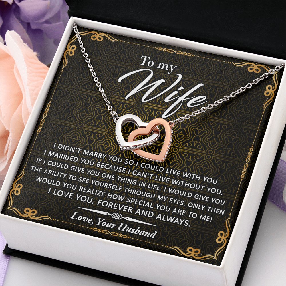 Birthday Gifts For Wife, Necklace Gifts For Wife From Husband, To My Wife Jewelry For Women , To My Wife Necklace from Husband Wedding Anniversary Present For Wife, Beautiful Wife Jewelry Christmas25 Interlocking Hearts Necklace