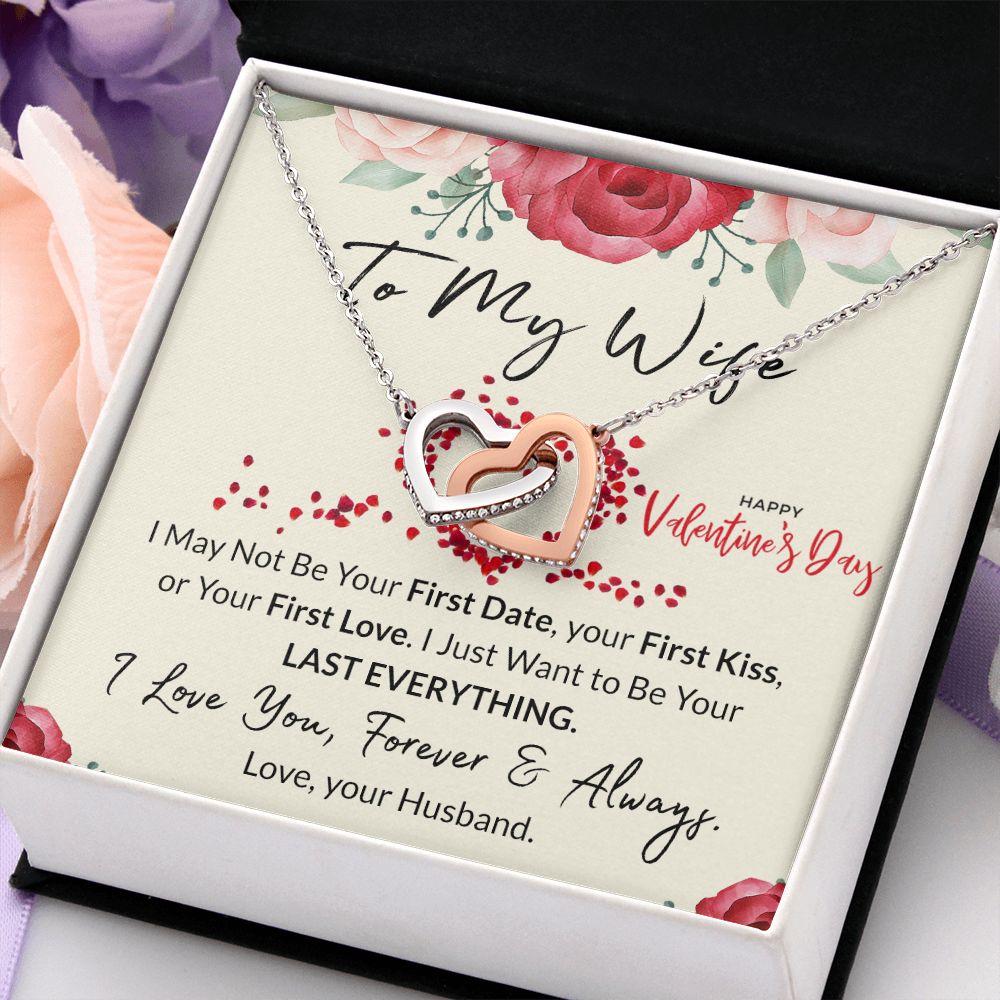 To My Wife Necklace from Husband, Personalized Necklace for Women, Luxury Necklace for Wife from Man Men, Wedding Anniversary Present For Wife, Beautiful Wife Jewelry Christmas Birthday Gift For Wife23 Interlocking Hearts Necklace