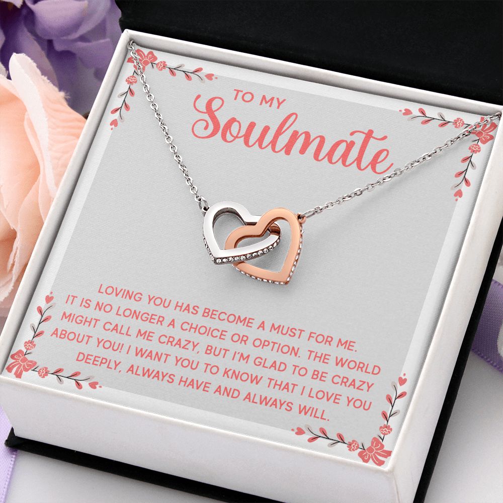 To My Soulmate Necklace for Women Birthday Christmas Jewelry Gifts For My Wife with Message Card Box Personalized Gift Present Pendant for Future Wife Soulmate Girlfriend Love 14 Interlocking Hearts Necklace