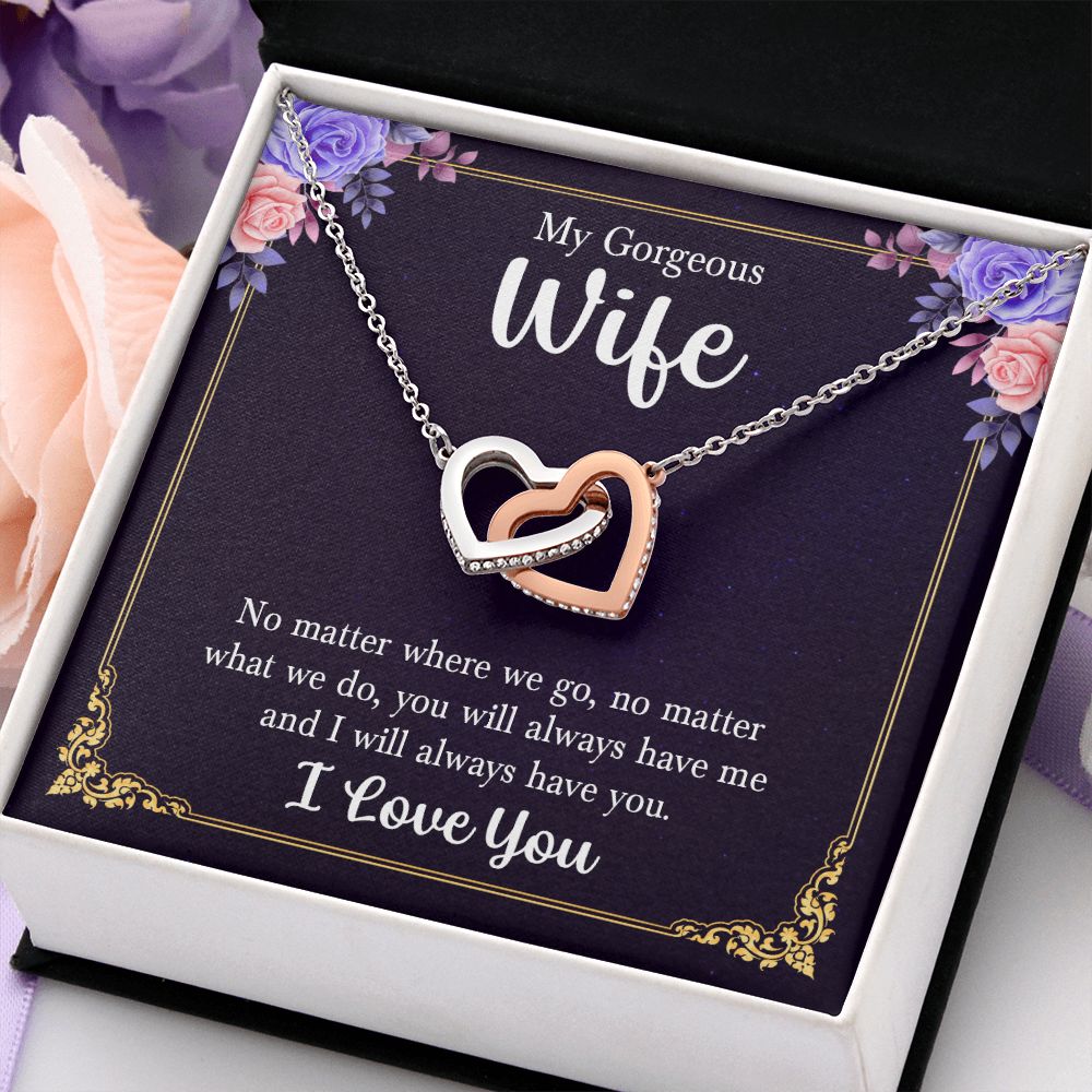 Birthday Gifts For Wife, Necklace Gifts For Wife From Husband, To My Wife Jewelry For Women , To My Wife Necklace from Husband Wedding Anniversary Present For Wife, Beautiful Wife Jewelry Christmas15 Interlocking Hearts Necklace