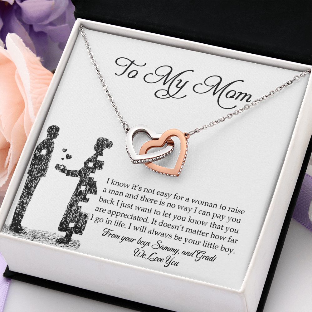 To My Mom Necklace, Gift For Mom, Mother's Day Gift from Son, Mom Jewelry Gift for Mothers Day, Birthday Gift for Mother, Moms Gift from Daughter Son, Necklace for Mom Mother Interlocking Hearts Necklace